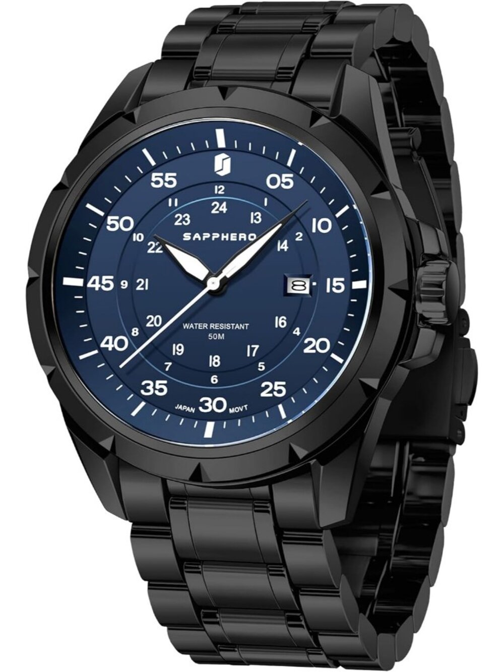 Men's Black Blue Waterproof Quartz Analog Sport Casual Elegant Date Watches